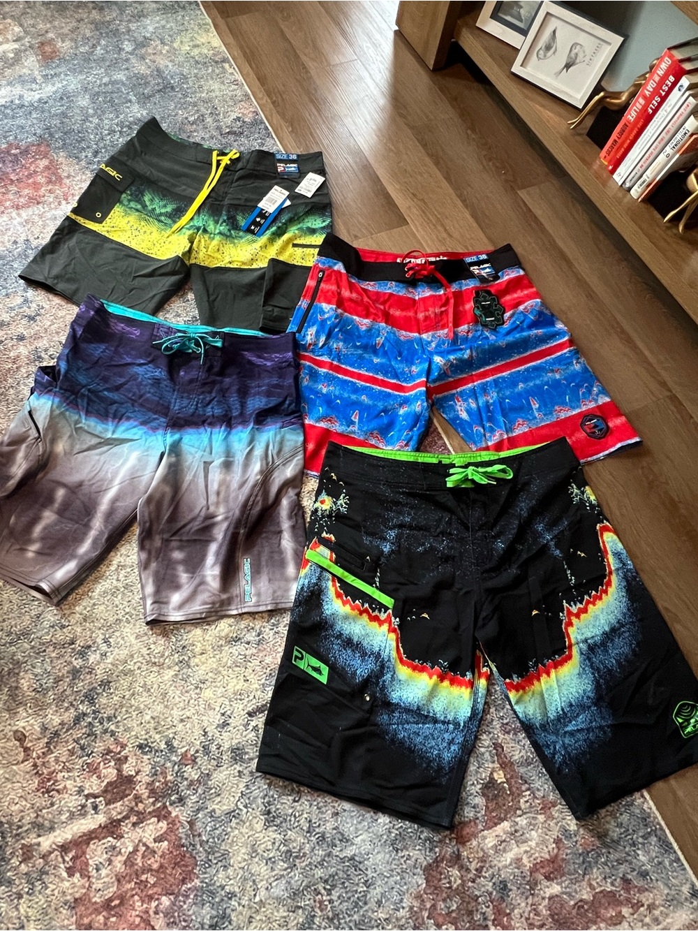 Lot of 4 Men’s Colorful Board Shorts/Swim shorts SIZE 36